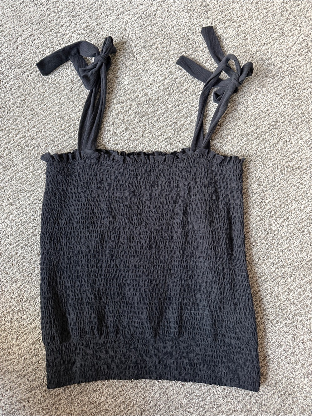 Nation LTD Black Smocked Tie-Strap Camisole